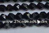 CNG7350 15.5 inches 6mm faceted nuggets Black agate beads