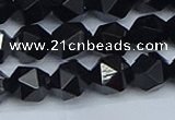 CNG7352 15.5 inches 10mm faceted nuggets Black agate beads