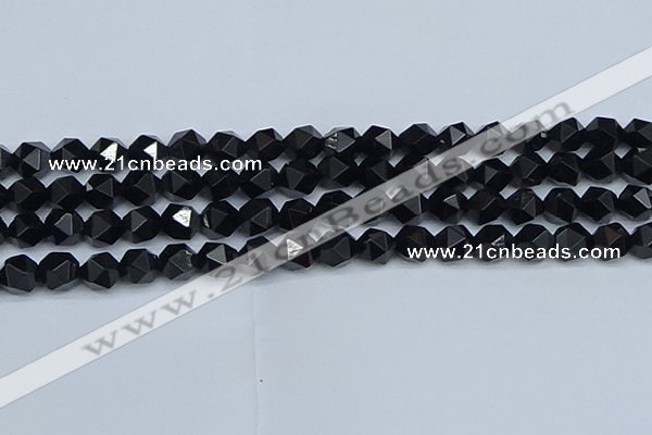 CNG7352 15.5 inches 10mm faceted nuggets Black agate beads