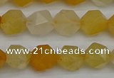 CNG7356 15.5 inches 8mm faceted nuggets yellow jade beads