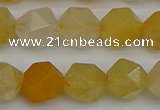 CNG7357 15.5 inches 10mm faceted nuggets yellow jade beads