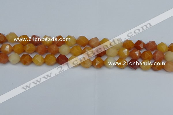 CNG7361 15.5 inches 8mm faceted nuggets yellow jade beads