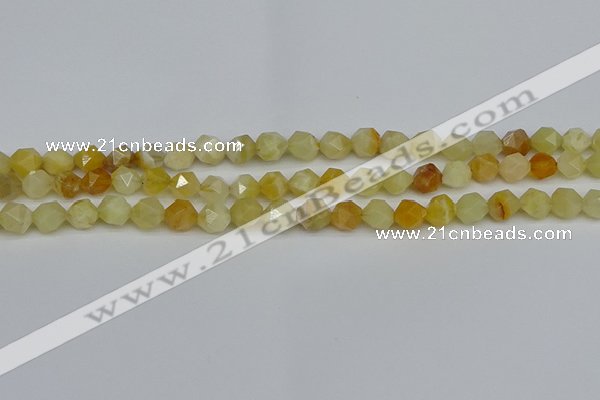 CNG7365 15.5 inches 6mm faceted nuggets yellow opal beads