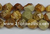 CNG7376 15.5 inches 8mm faceted nuggets picture jasper beads