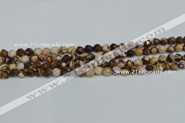 CNG7380 15.5 inches 6mm faceted nuggets zebra jasper beads