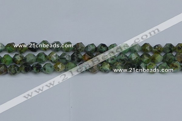 CNG7386 15.5 inches 8mm faceted nuggets African turquoise beads