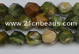 CNG7395 15.5 inches 6mm faceted nuggets rhyolite gemstone beads