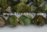 CNG7397 15.5 inches 10mm faceted nuggets rhyolite gemstone beads