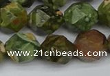 CNG7398 15.5 inches 12mm faceted nuggets rhyolite gemstone beads