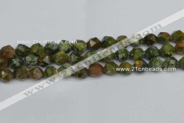 CNG7398 15.5 inches 12mm faceted nuggets rhyolite gemstone beads