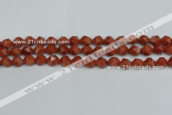 CNG7402 15.5 inches 10mm faceted nuggets goldstone beads