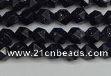 CNG7405 15.5 inches 6mm faceted nuggets blue goldstone beads