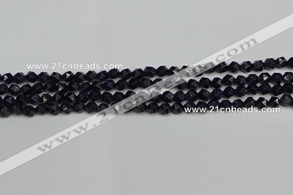 CNG7405 15.5 inches 6mm faceted nuggets blue goldstone beads