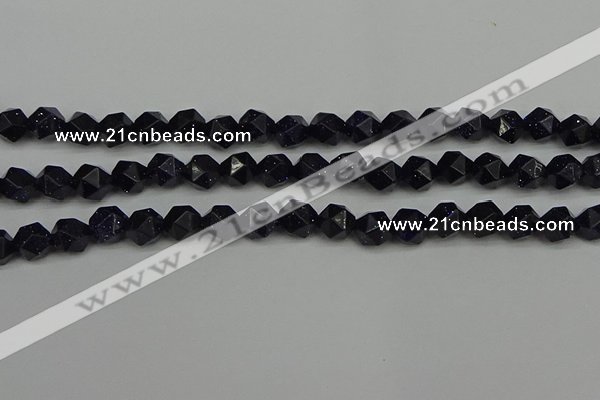 CNG7407 15.5 inches 10mm faceted nuggets blue goldstone beads