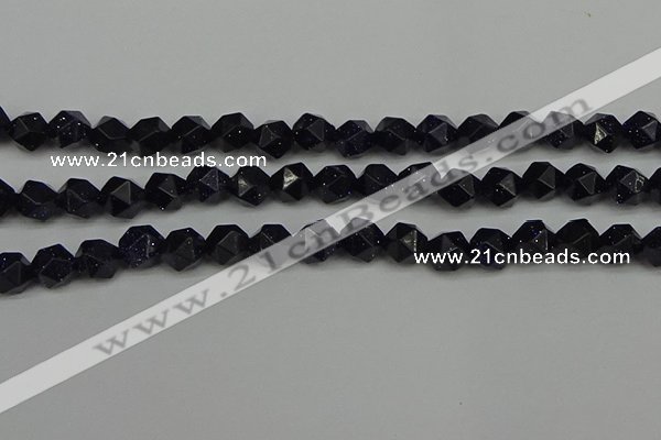 CNG7408 15.5 inches 12mm faceted nuggets blue goldstone beads