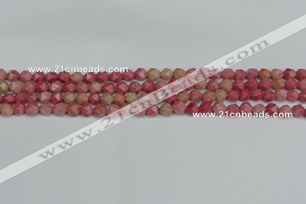CNG7420 15.5 inches 6mm faceted nuggets rhodochrosite beads