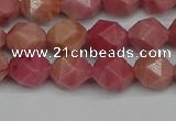 CNG7421 15.5 inches 8mm faceted nuggets rhodochrosite beads