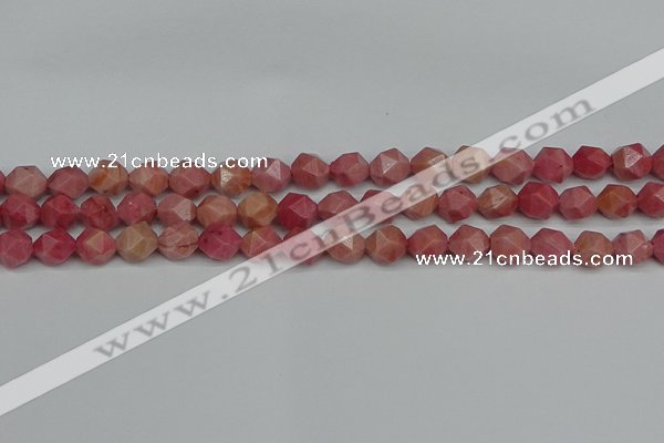 CNG7421 15.5 inches 8mm faceted nuggets rhodochrosite beads