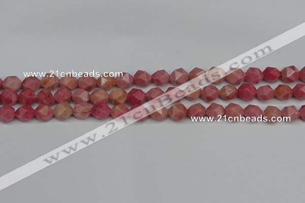 CNG7421 15.5 inches 8mm faceted nuggets rhodochrosite beads