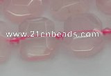 CNG7451 12*16mm - 15*20mm faceted freeform rose quartz beads