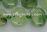 CNG7452 12*16mm - 15*20mm faceted freeform prehnite beads