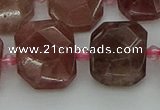 CNG7455 12*16mm - 15*20mm faceted freeform strawberry quartz beads