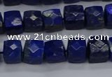 CNG7489 15.5 inches 8*8mm faceted nuggets lapis lazuli beads