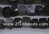 CNG7490 15.5 inches 8*8mm faceted nuggets black moonstone beads