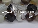 CNG7501 15.5 inches 6mm faceted nuggets line agate beads