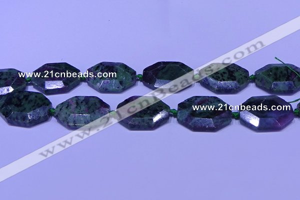 CNG7514 15.5 inches 25*35mm - 30*40mm faceted freeform ruby zoisite beads