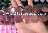 CNG7564 18*25mm - 20*28mm faceted freeform strawberry quartz beads