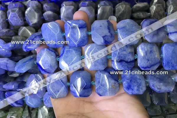 CNG7567 18*25mm - 20*28mm faceted freeform blue aventurine beads