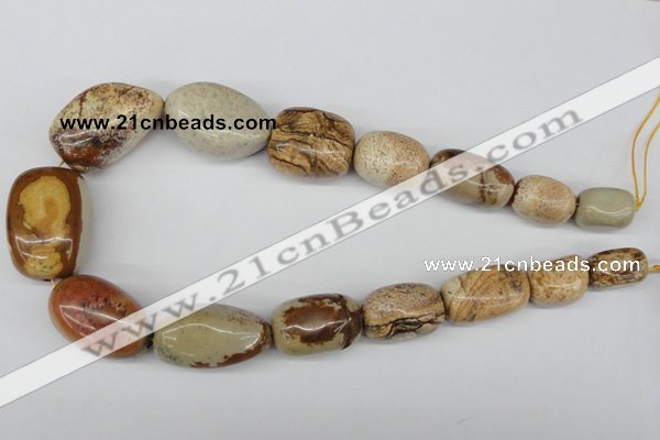 CNG76 15.5 inches 12*18mm - 20*30mm nuggets picture jasper beads