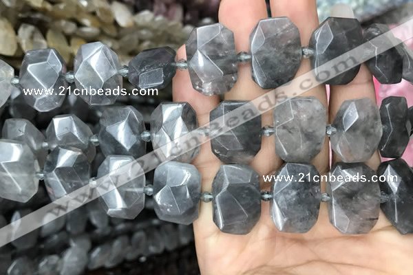 CNG7755 13*18mm - 15*25mm faceted freeform cloudy quartz beads