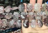 CNG7757 13*18mm - 15*25mm faceted freeform strawberry quartz beads