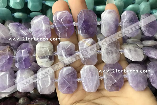 CNG7758 13*18mm - 15*25mm faceted freeform lavender amethyst beads