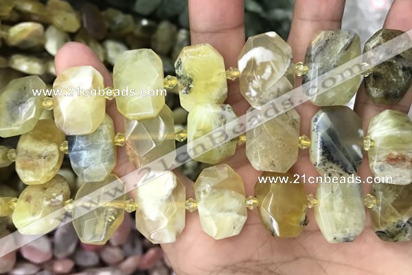 CNG7761 13*18mm - 15*25mm faceted freeform yellow opal beads