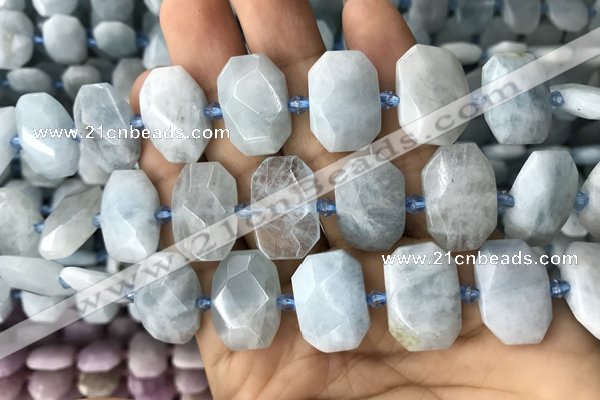 CNG7762 13*18mm - 15*25mm faceted freeform aquamarine beads