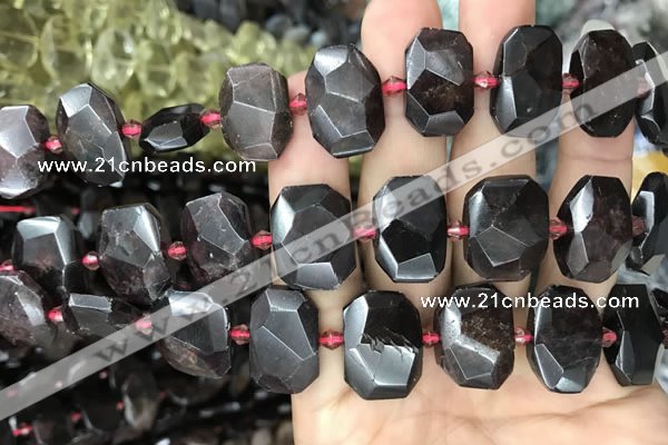 CNG7768 13*18mm - 15*25mm faceted freeform garnet beads