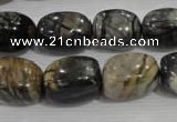 CNG777 15.5 inches 13*18mm nuggets black line jasper beads wholesale