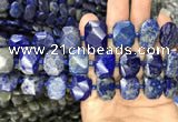 CNG7775 13*18mm - 15*25mm faceted freeform lapis lazuli beads