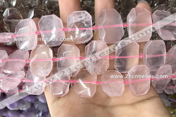 CNG7776 13*18mm - 15*25mm faceted freeform rose quartz beads