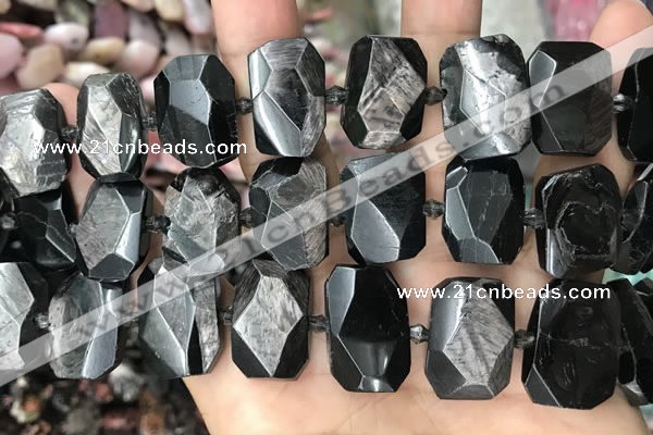 CNG7790 13*18mm - 15*25mm faceted freeform hypersthene beads