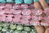 CNG7801 13*18mm - 18*25mm faceted freeform rose quartz beads