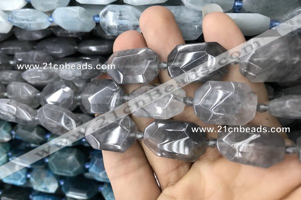 CNG7805 13*18mm - 18*25mm faceted freeform cloudy quartz beads