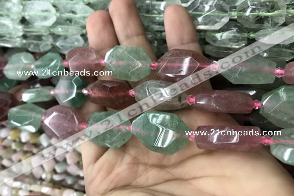 CNG7807 13*18mm - 18*25mm faceted freeform mixed strawberry quartz beads