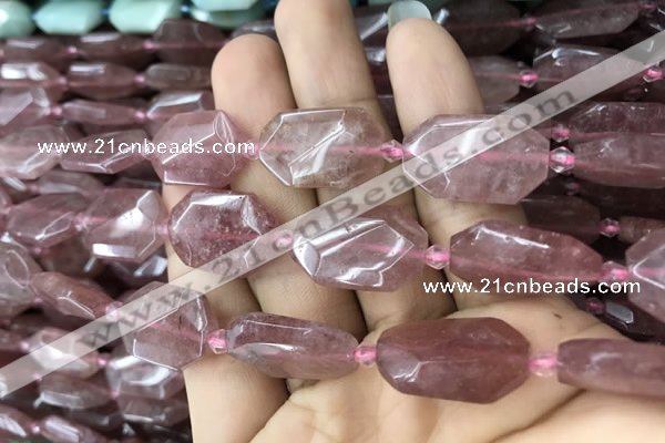 CNG7808 13*18mm - 18*25mm faceted freeform strawberry quartz beads