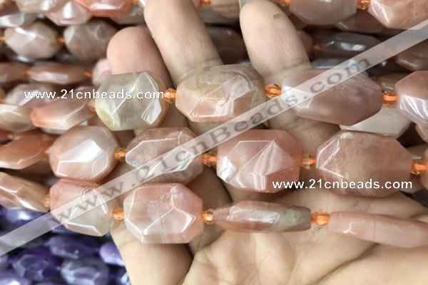 CNG7810 13*18mm - 18*25mm faceted freeform orange moonstone beads