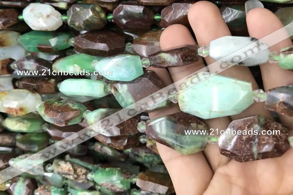 CNG7817 13*18mm - 18*25mm faceted freeform Australia chrysoprase beads