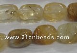 CNG782 15.5 inches 13*18mm nuggets golden rutilated quartz glass beads